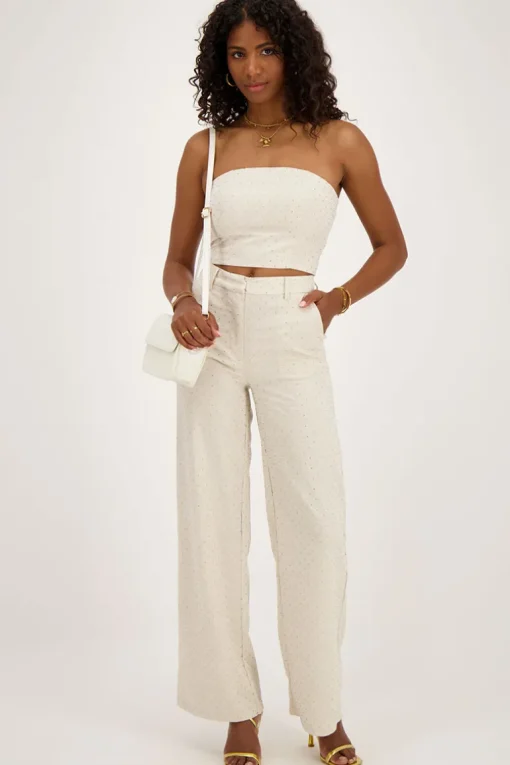 Beige Linnen Corset Top Met Studs
