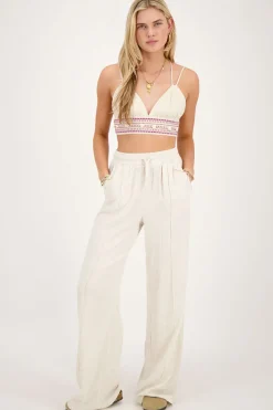 Beige Linnen Look Bralette Met Schelpen