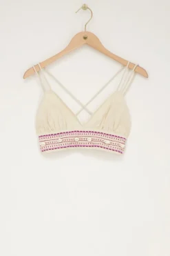 Beige Linnen Look Bralette Met Schelpen