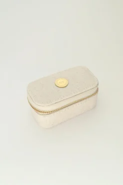 Beige Linnen Look Sieraden Etui Mini