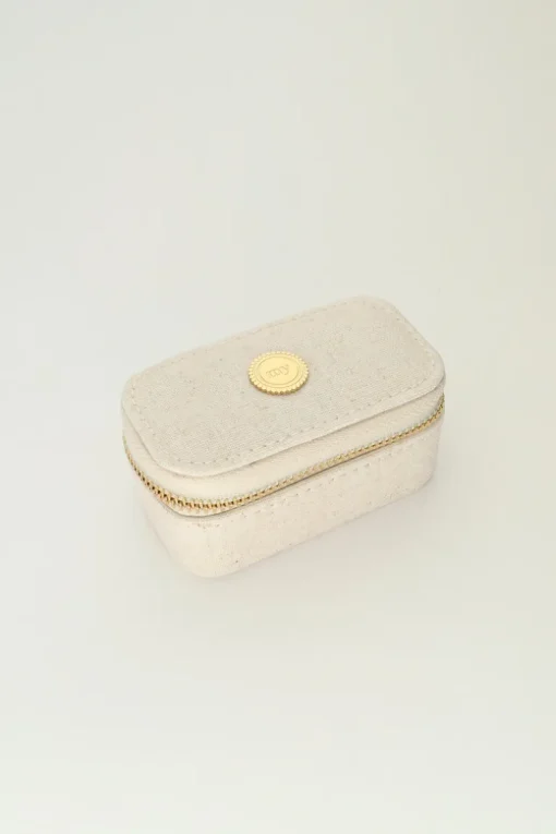 Beige Linnen Look Sieraden Etui Mini