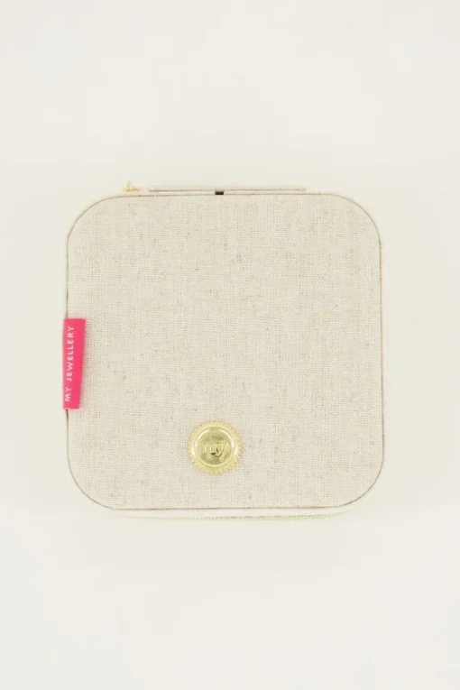 Beige Linnen Look Sieraden Etui Klein