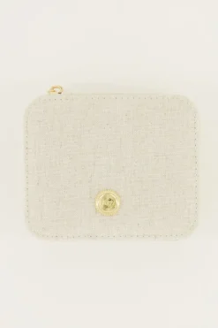 Beige Linnen Look Sieraden Etui Medium