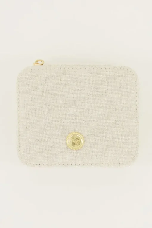 Beige Linnen Look Sieraden Etui Medium