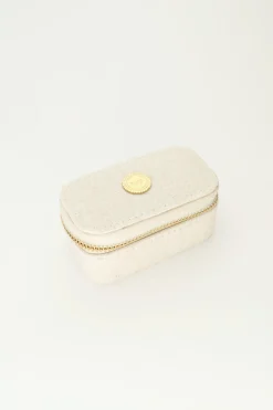 Beige Linnen Look Sieraden Etui Mini
