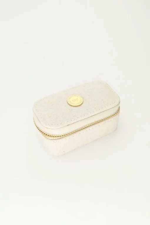 Beige Linnen Look Sieraden Etui Mini