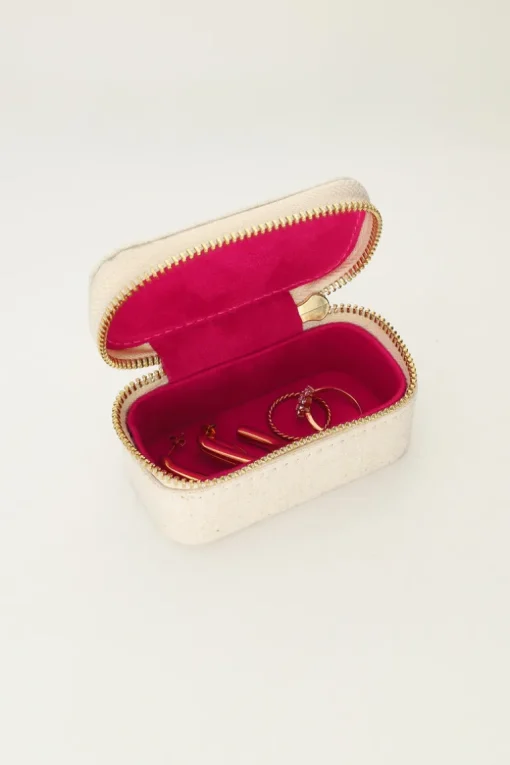 Beige Linnen Look Sieraden Etui Mini