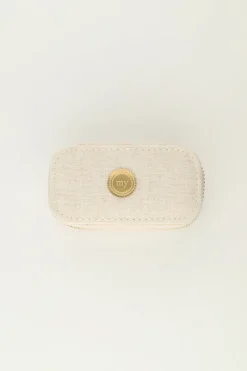 Beige Linnen Look Sieraden Etui Mini