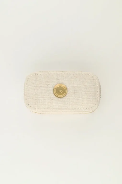 Beige Linnen Look Sieraden Etui Mini