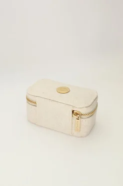 Beige Linnen Look Sieraden Etui Mini