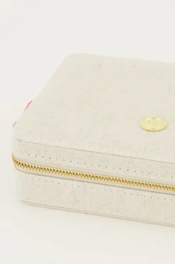 Beige Linnen Look Sieraden Etui Groot