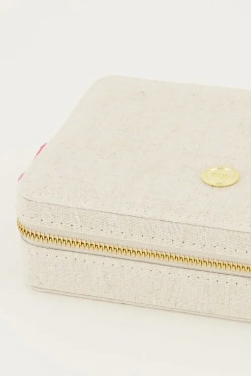 Beige Linnen Look Sieraden Etui Groot