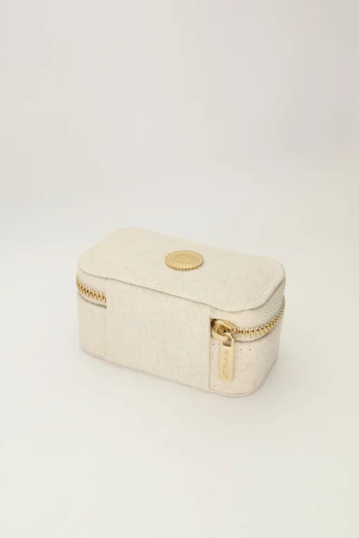 Beige Linnen Look Sieraden Etui Mini