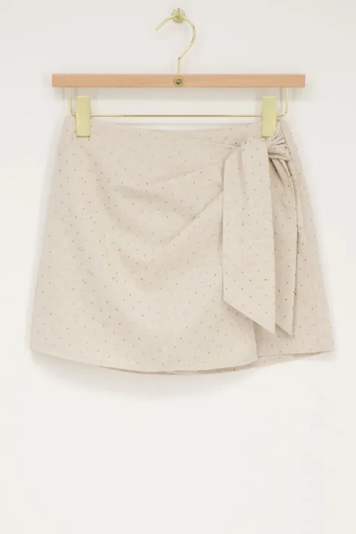 Beige Linnen Skort Met Studs
