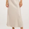 Beige Midi Satijnen Rok