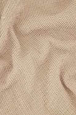 Beige Mousseline Blouse Met Lurex Pinstripe