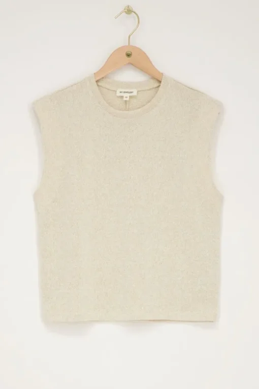 Beige Muscle Top Met Lurex