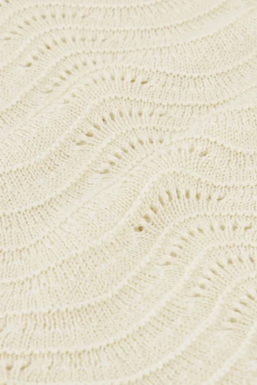 Beige Open Gebreid T-shirt Met Lurex