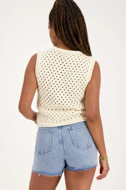 Beige Open Gebreide Spencer