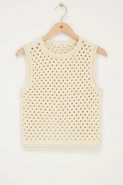 Beige Open Gebreide Spencer