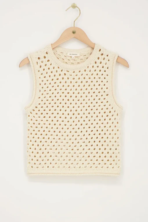 Beige Open Gebreide Spencer