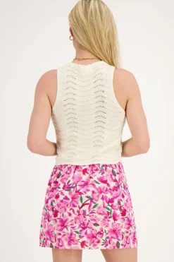 Beige Open Gebreide Top Met Lurex
