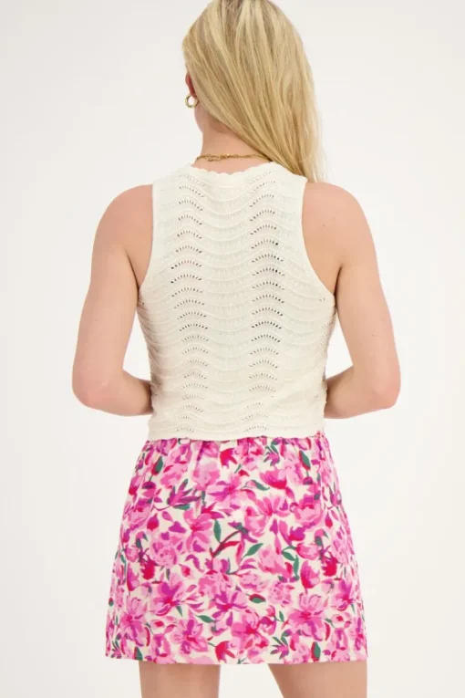 Beige Open Gebreide Top Met Lurex