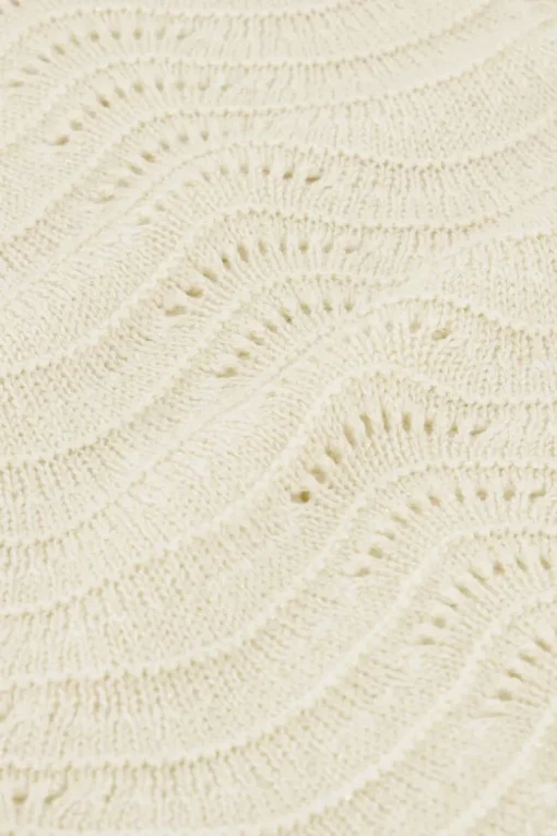 Beige Open Gebreide Top Met Lurex