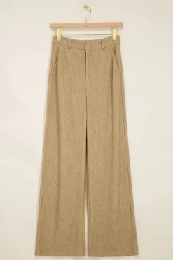 Beige Pantalon Met Structuur