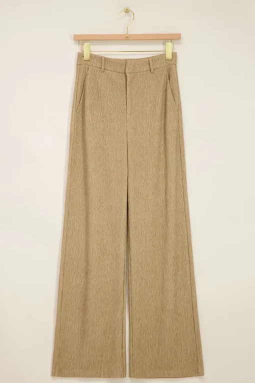 Beige Pantalon Met Structuur