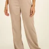 Beige Pantalon Satijn Look