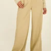 Beige Pantalon Wide Leg