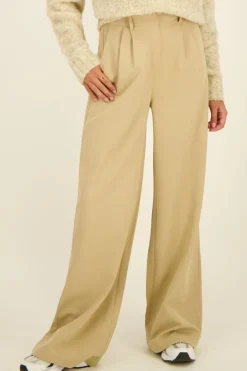Beige Pantalon Wide Leg
