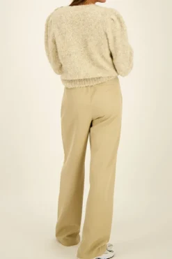 Beige Pantalon Wide Leg