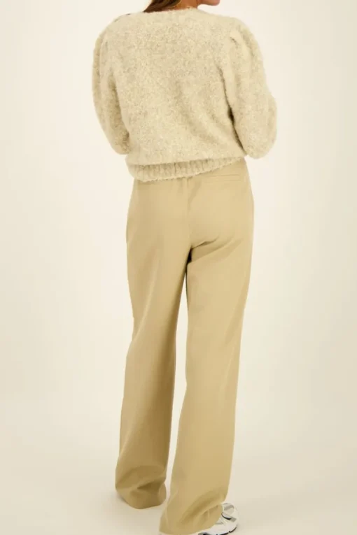Beige Pantalon Wide Leg