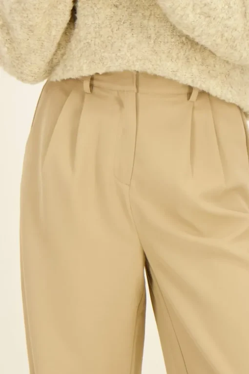 Beige Pantalon Wide Leg