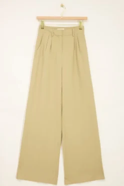 Beige Pantalon Wide Leg