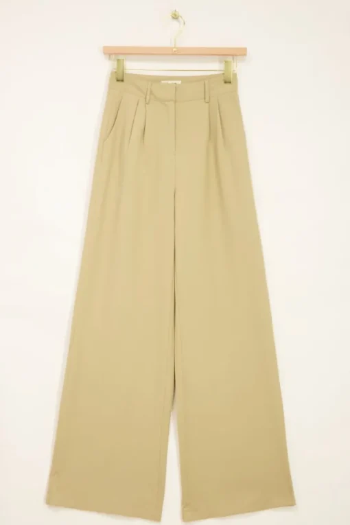 Beige Pantalon Wide Leg