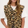 Beige Panterprint Gilet Met Strikjes