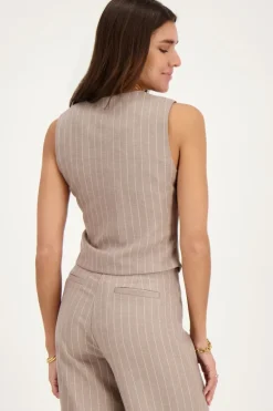 Beige Pinstripe Gilet