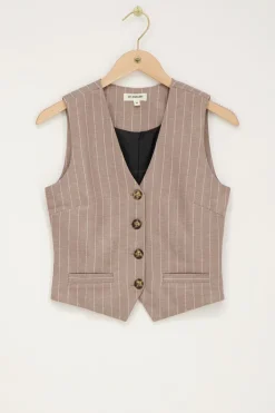 Beige Pinstripe Gilet