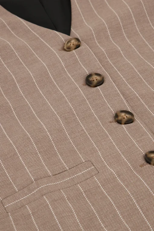 Beige Pinstripe Gilet