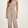 Beige Pinstripe Pantalon