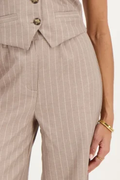 Beige Pinstripe Pantalon
