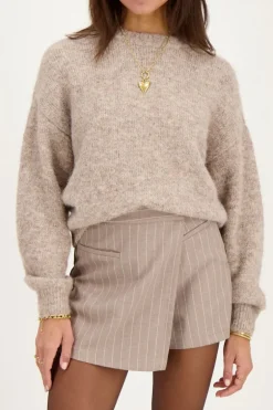 Beige Pinstripe Skort