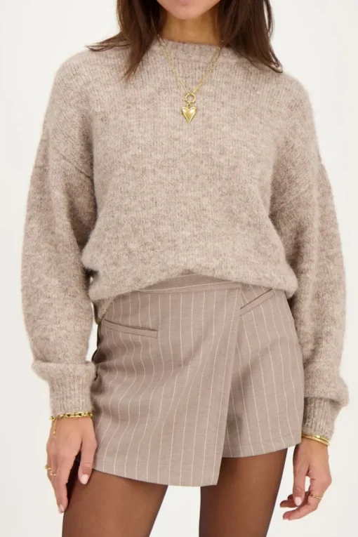 Beige Pinstripe Skort