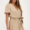 Beige Playsuit Satijnen Look