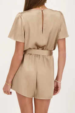 Beige Playsuit Satijnen Look