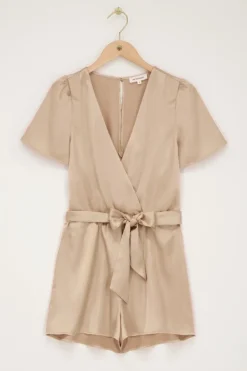 Beige Playsuit Satijnen Look