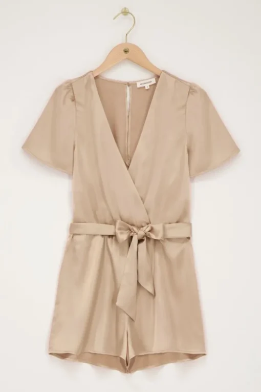 Beige Playsuit Satijnen Look